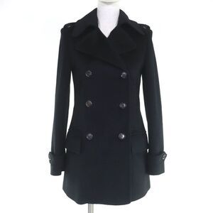 Gucci 325072 Wool Peacoat With Logo Buttons And Epaulettes Black 36 Made In